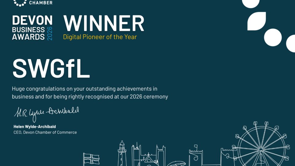 SWGfL Wins Digital Pioneer of the Year Award at the Devon Business Awards