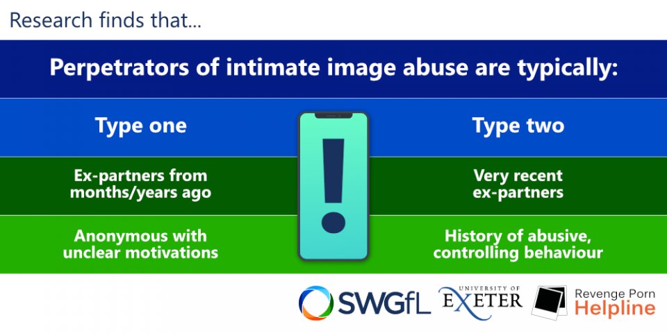 Infographic explaining 'Type 1' and 'Type 2' perpetrators of intimate image abuse